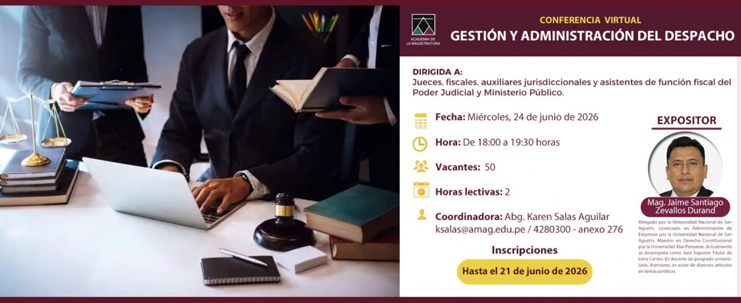 Conferencia virtual “Gestión y administración del despacho” Conferencia virtual “Gestión y administración del despacho”